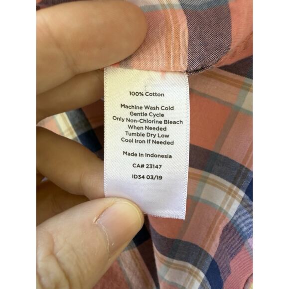 TALBOTS Classic Cotton Button Down Shirt Pink Plaid Women's Size XLP - Picture 7 of 9